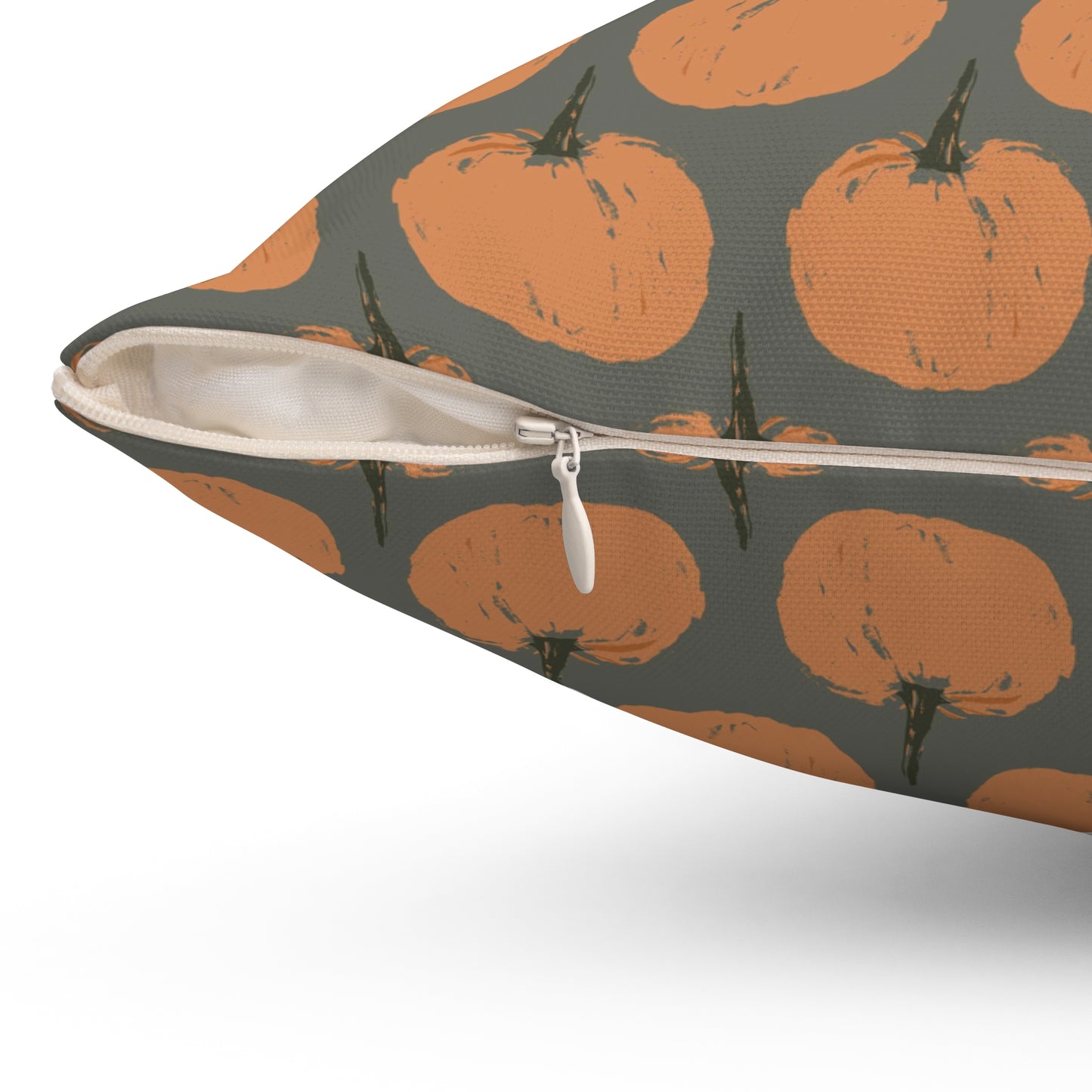 Simple Pumpkin Green Fall/ Halloween Spun Polyester Square Pillow