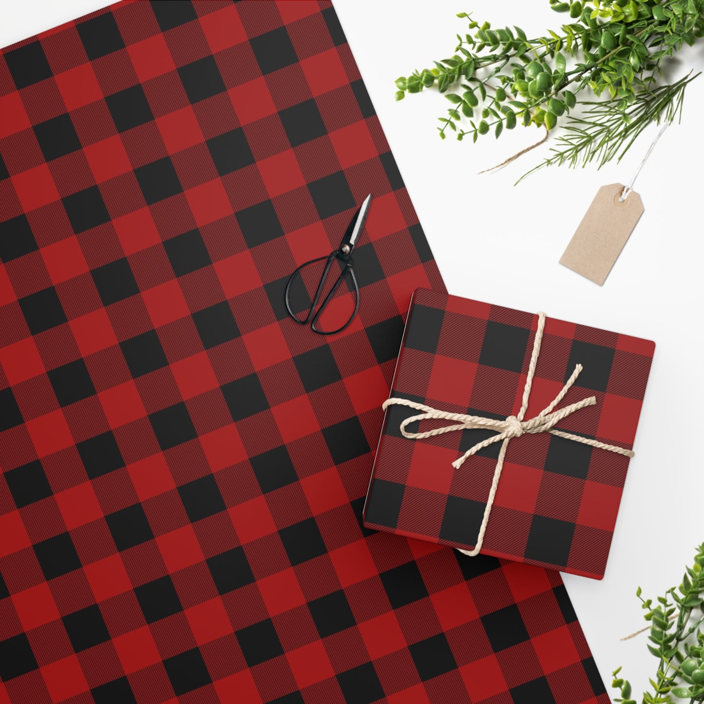 Red and Black Buffalo Plaid Wrapping Paper