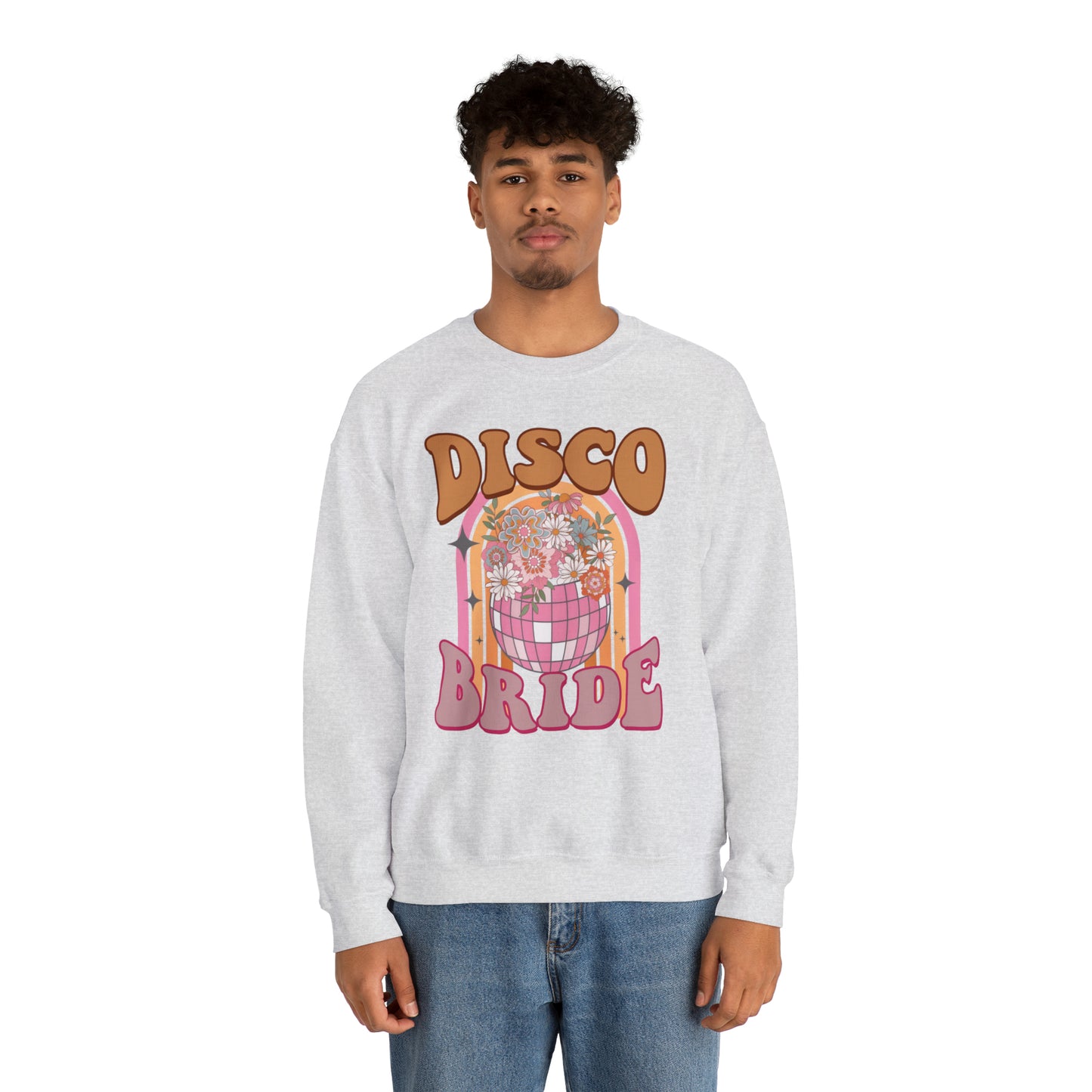 Retro Disco Bride Mirror Ball Bride Unisex Heavy Blend™ Crewneck Sweatshirt