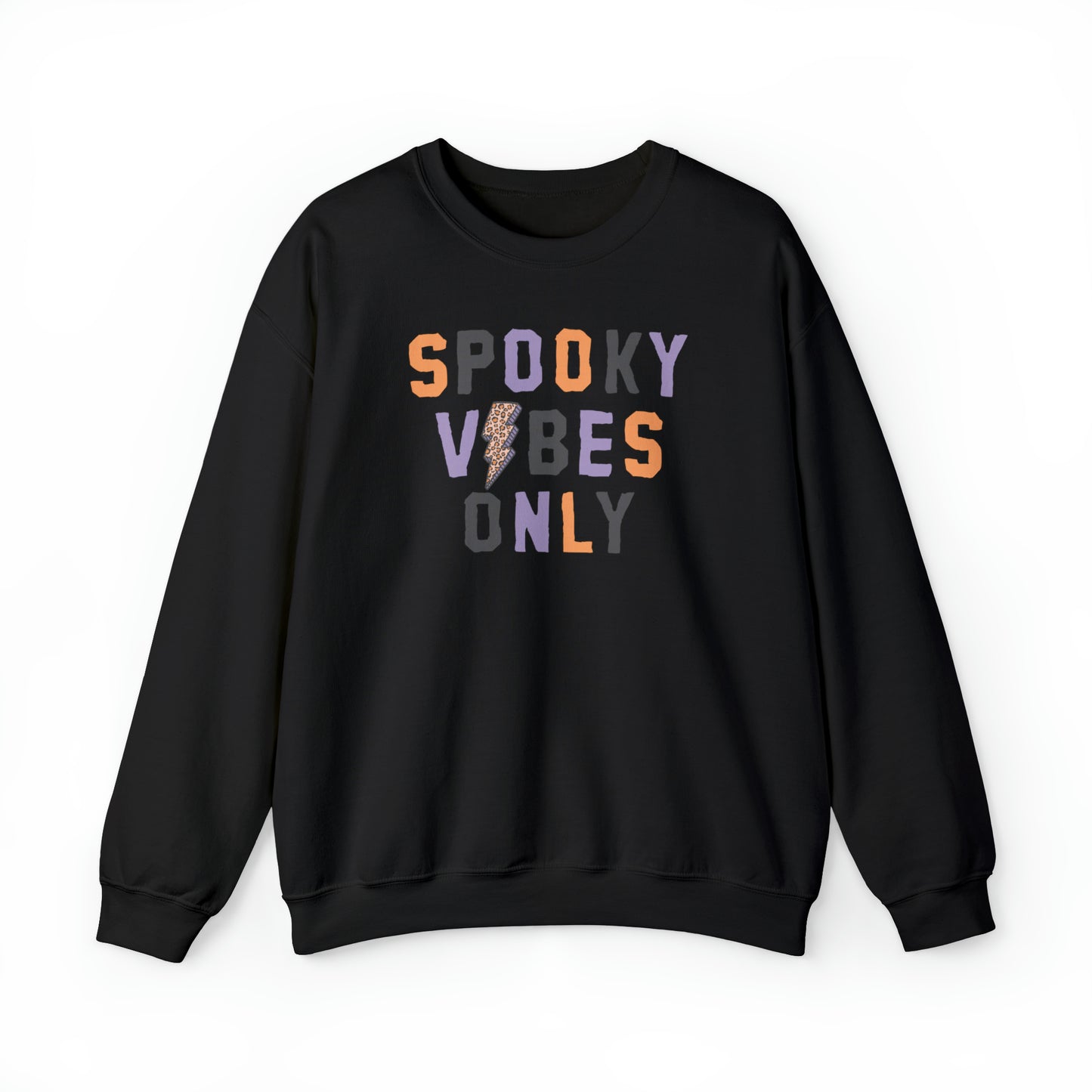 Spooky Vibes Fall Halloween Retro Warm Colored  Unisex Heavy Blend™ Crewneck Sweatshirt