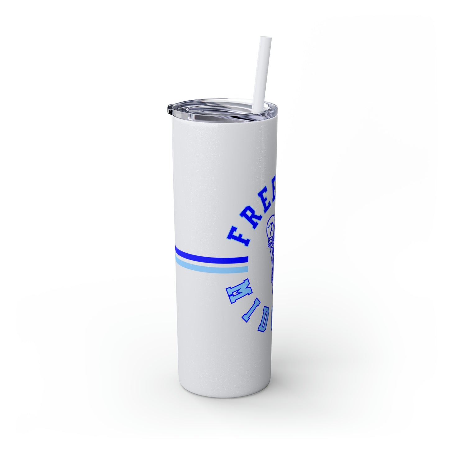 Freeburg Midgets Multi-Striped Circle Logo Skinny Tumbler with Pick your Color Straw, 20oz