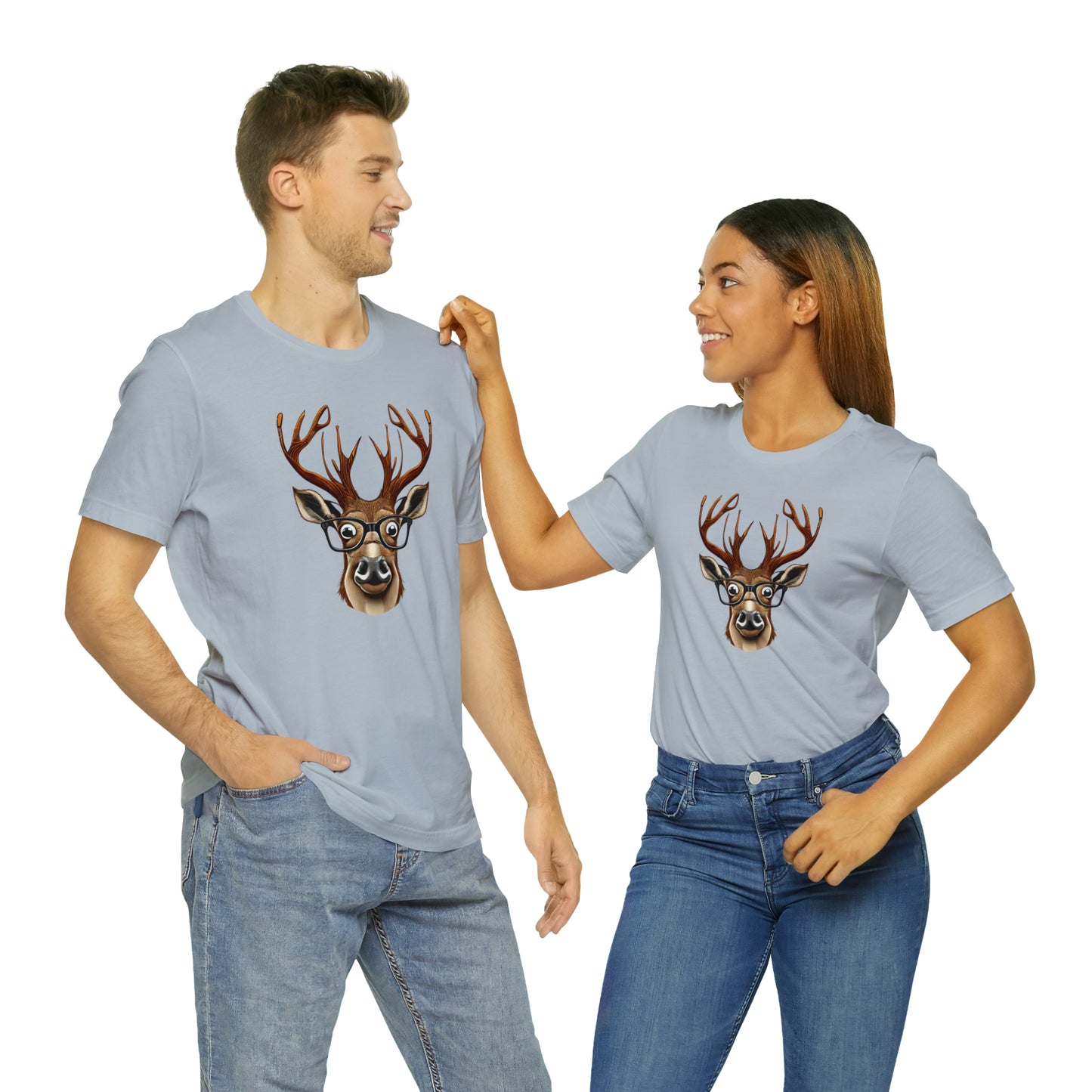 Deer/ Reindeer with Glasses Country and Christmas Unisex Jersey Short Sleeve Tee