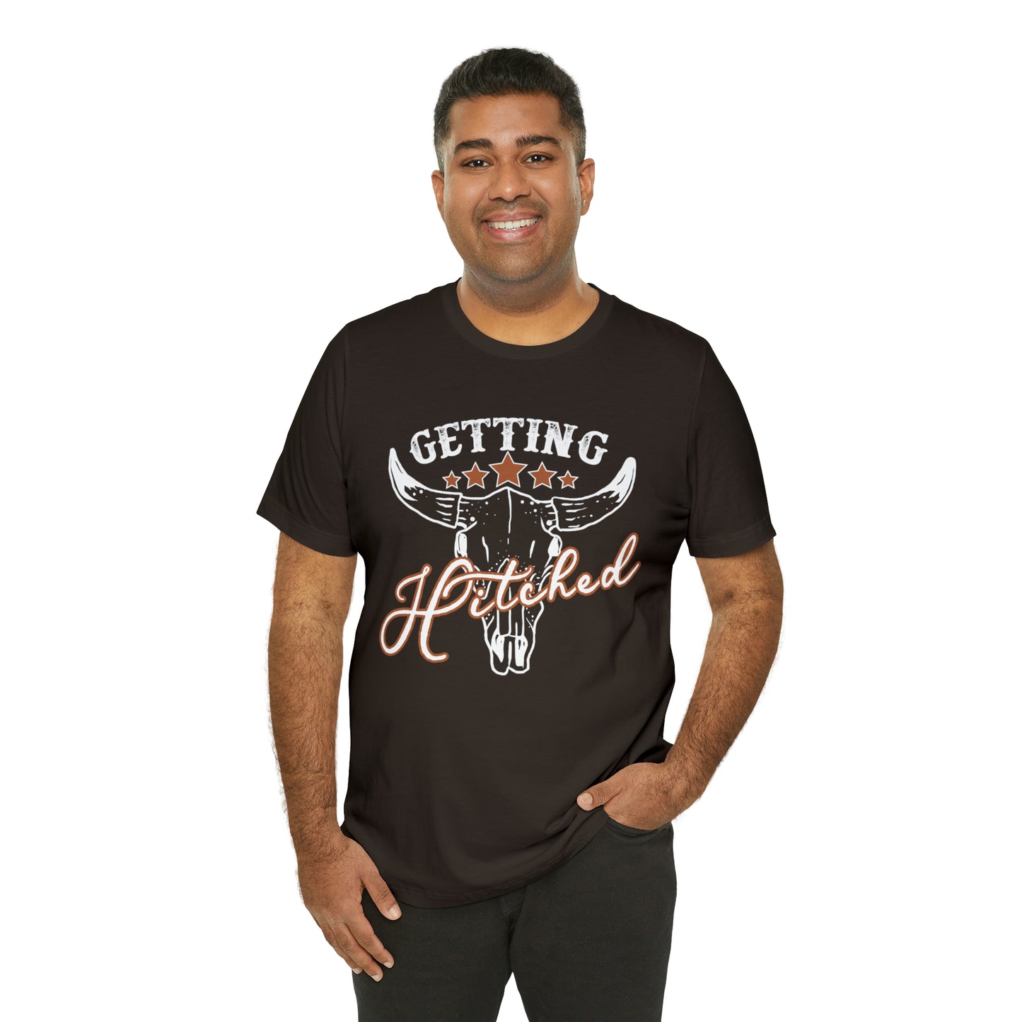 Vintage Getting Hitched Bride/ Groom T-Shirt - White Design