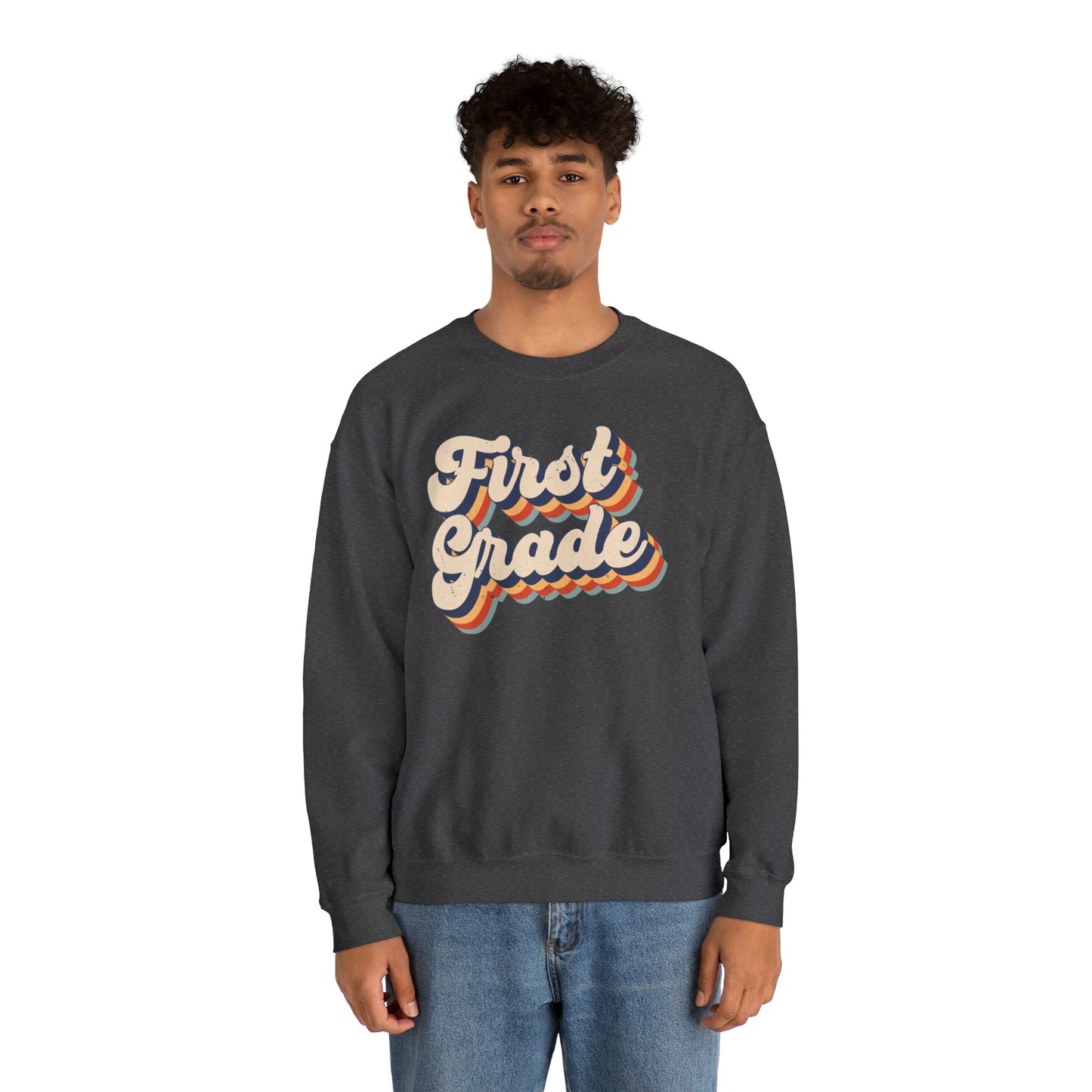 Retro 1st Grade Unisex Heavy Blend™ Crewneck Sweatshirt