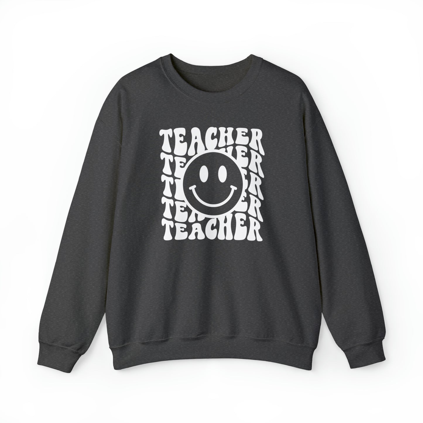 Teacher with Smiley Face White Logo Unisex Heavy Blend™ Crewneck Sweatshirt