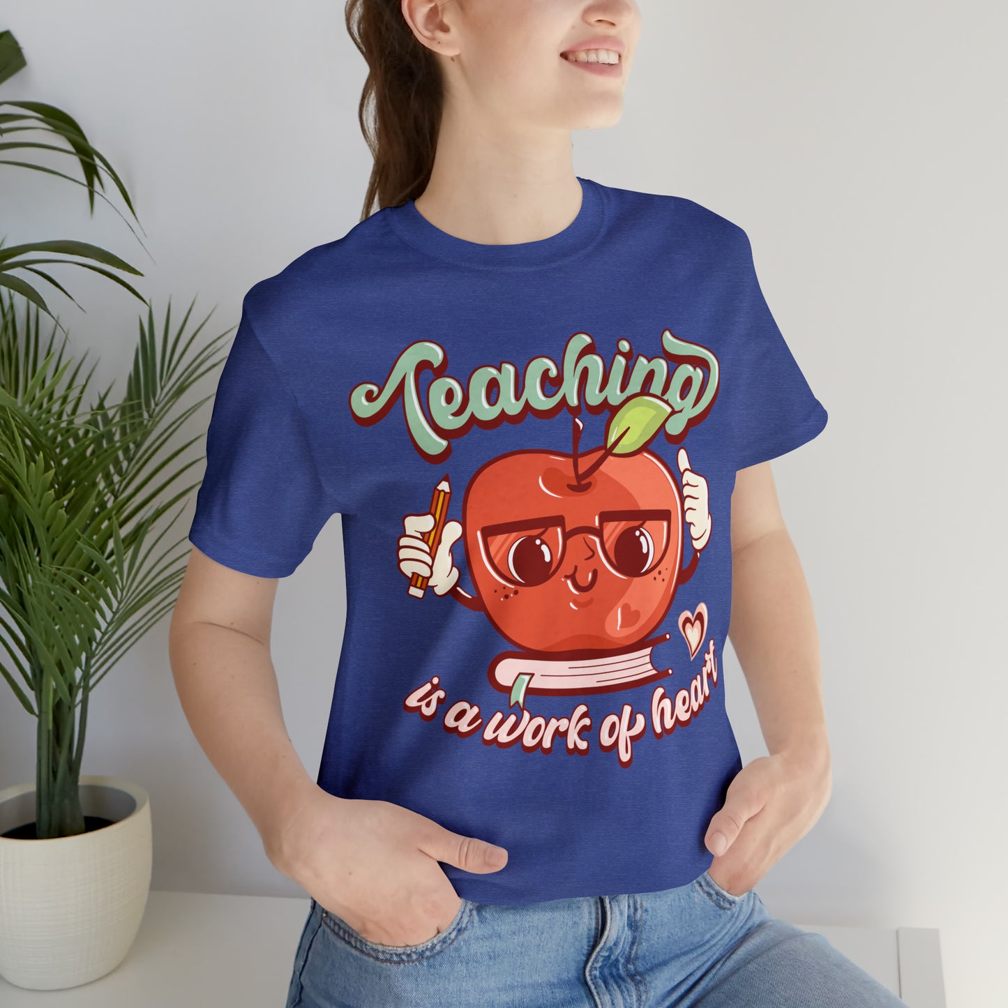 Vintage Teaching is a Work of Heart Unisex Jersey Short Sleeve Tee