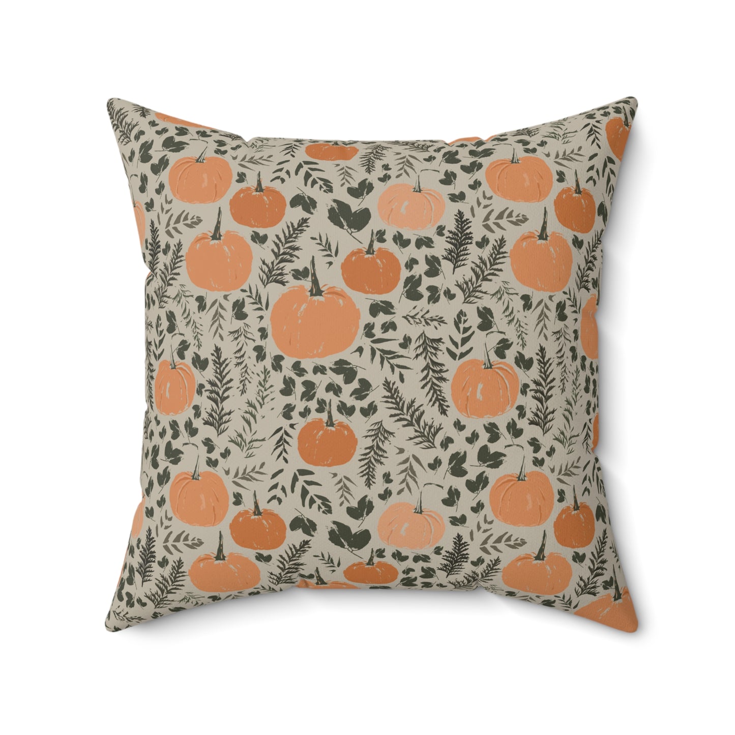 Pumpkin Patch Green Fall/ Halloween Spun Polyester Square Pillow