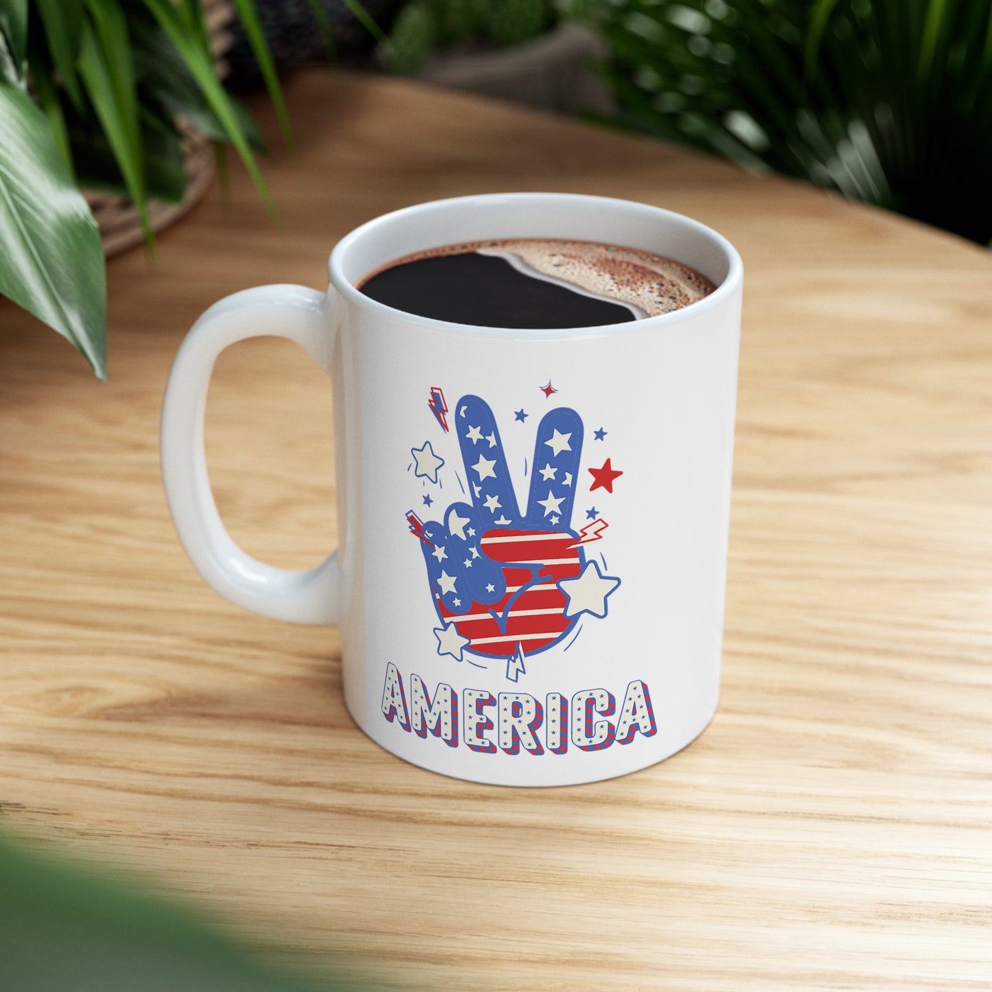 USA/ United States Peace Sign America Ceramic Mug 11oz