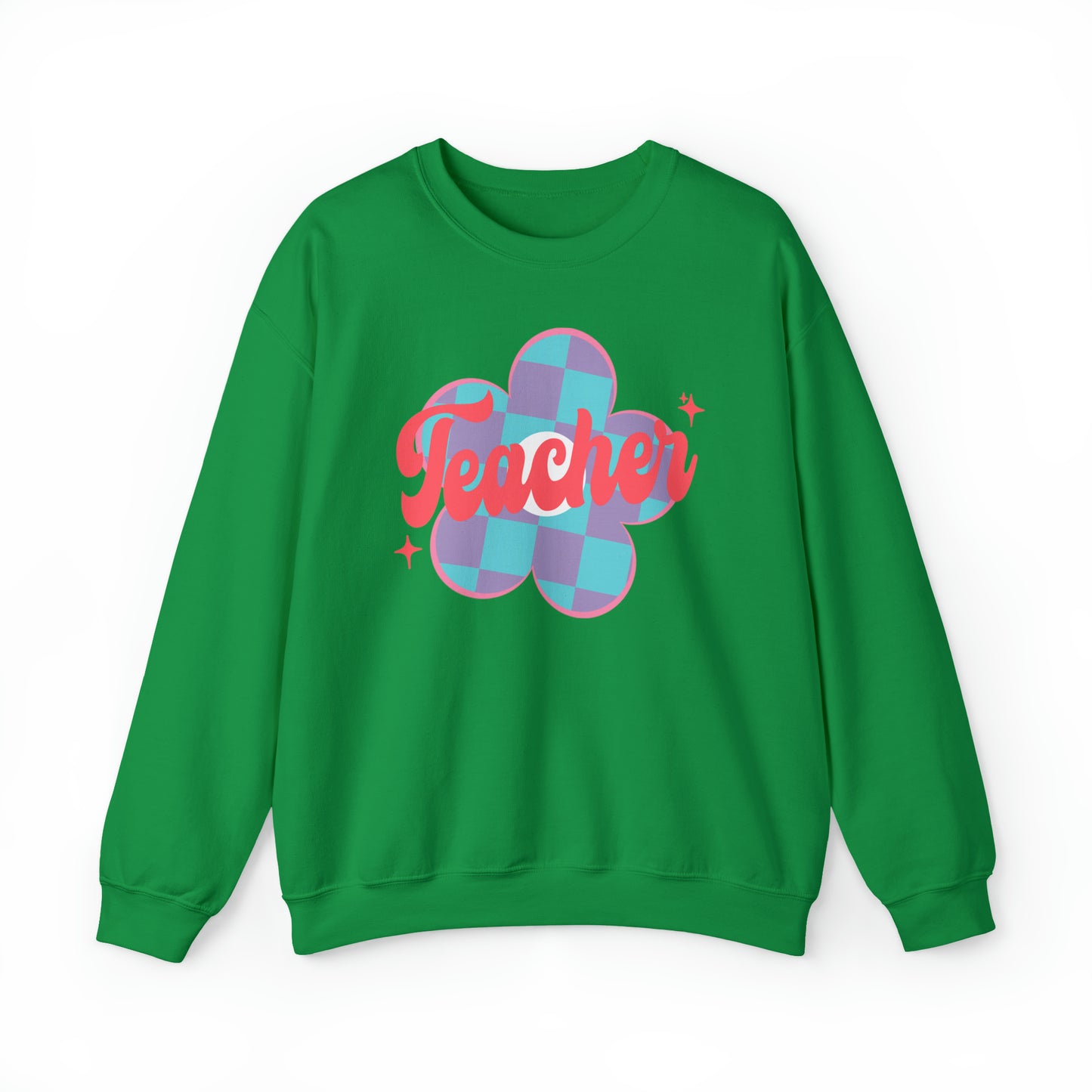 Plaid Daisy Teacher Heavy Blend™ Crewneck Sweatshirt