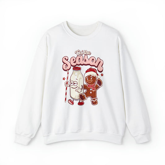'Tis the Season Gingerbread and Milk Christmas Unisex Heavy Blend™ Crewneck Sweatshirt