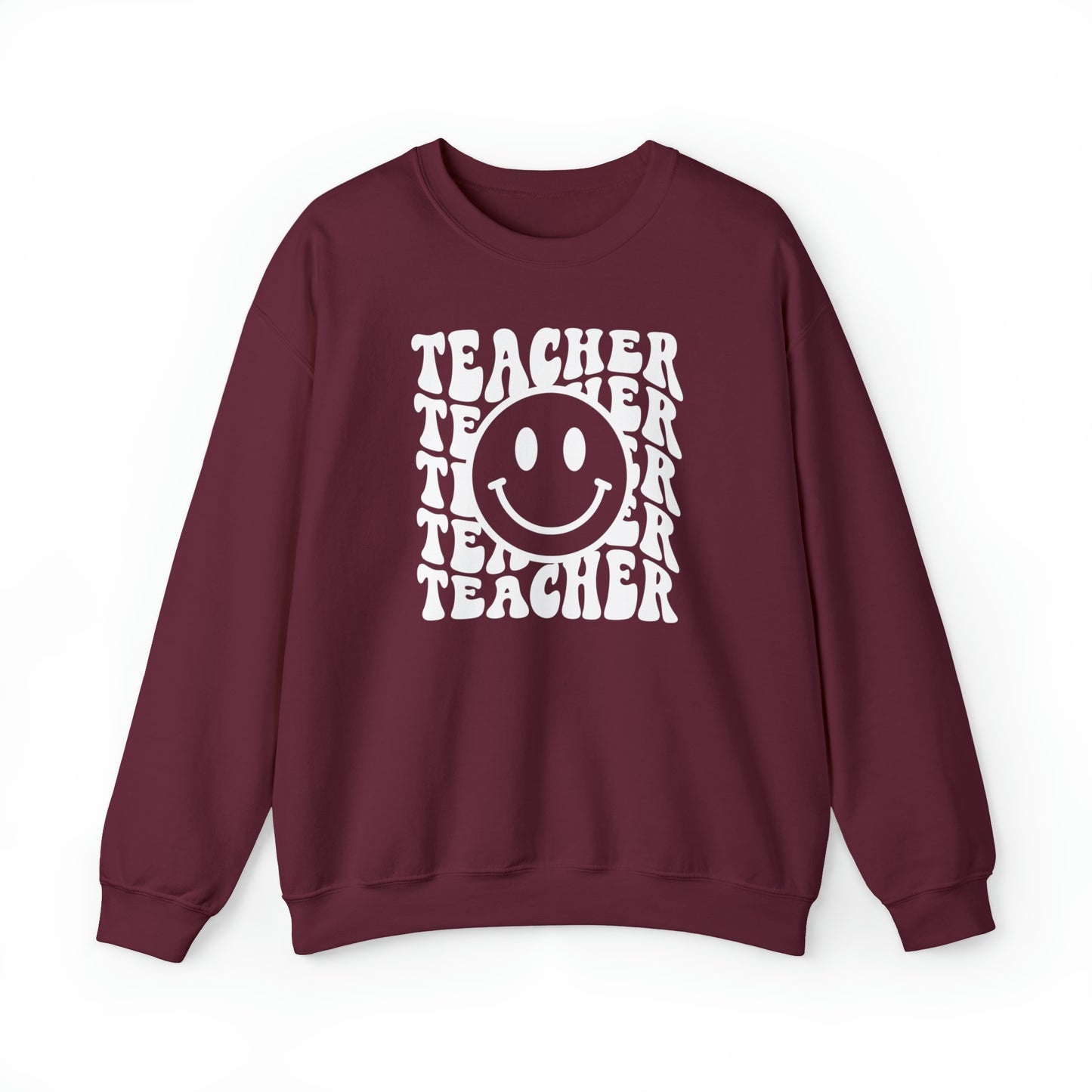 Teacher with Smiley Face White Logo Unisex Heavy Blend™ Crewneck Sweatshirt