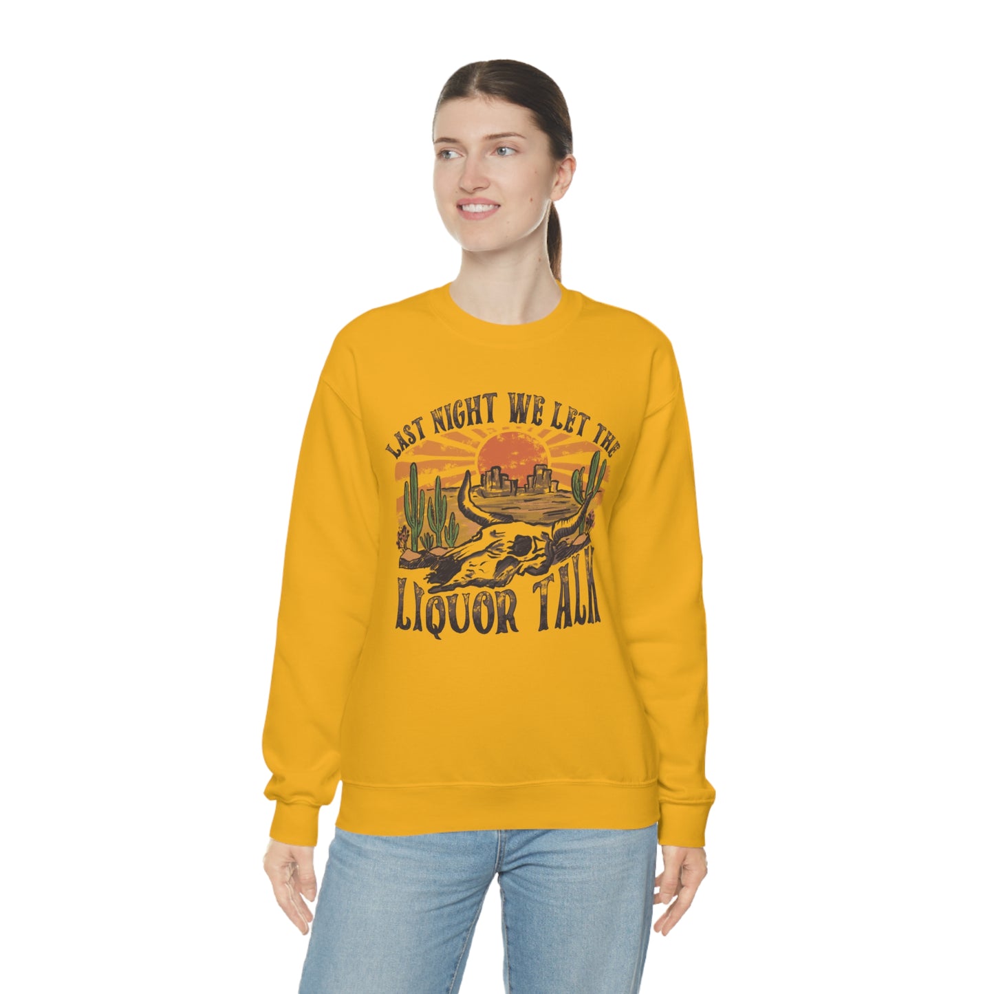 Vintage "Last Night We Let the Liquor Talk"  Unisex Heavy Blend™ Crewneck Sweatshirt