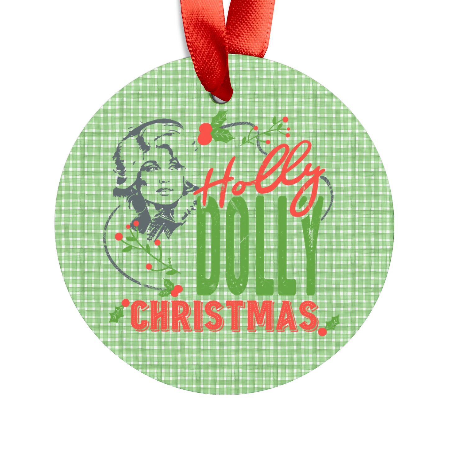 Holly Dolly Christmas Ornament with Ribbon