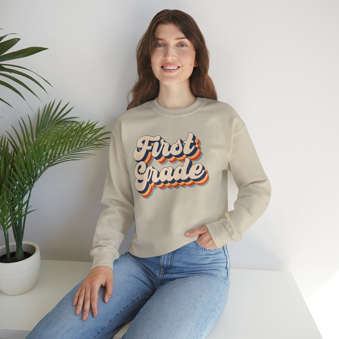 Retro 1st Grade Unisex Heavy Blend™ Crewneck Sweatshirt