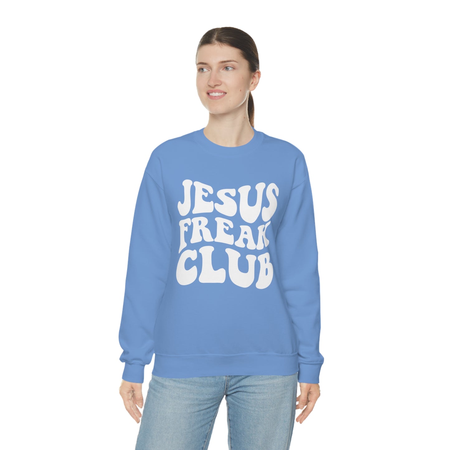 Vintage Jesus Freak Club White Logo Unisex Heavy Blend™ Crewneck Sweatshirt