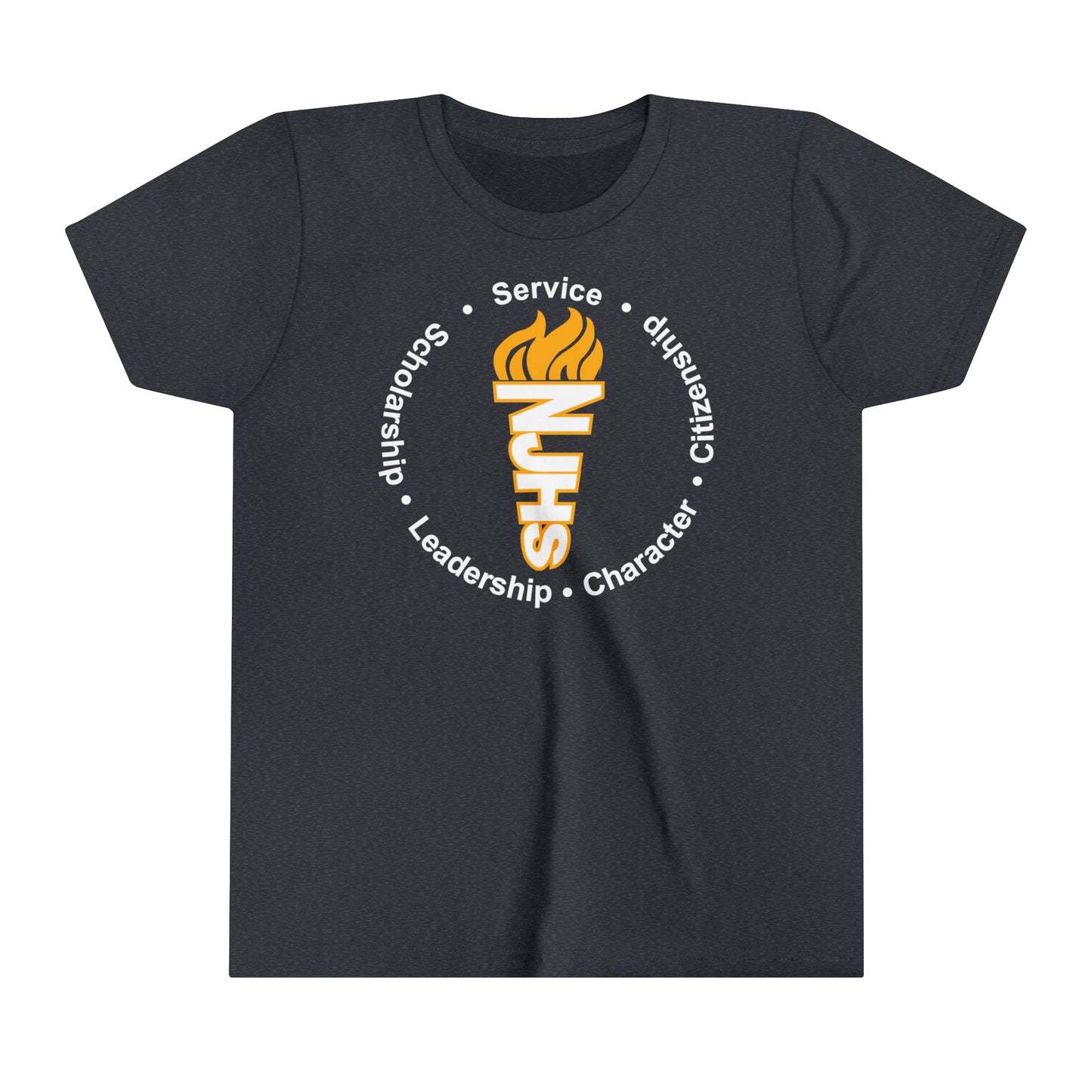 YOUTH - NJHS National Junior Honor Society Golden Circular Character Torch Youth Short Sleeve Tee