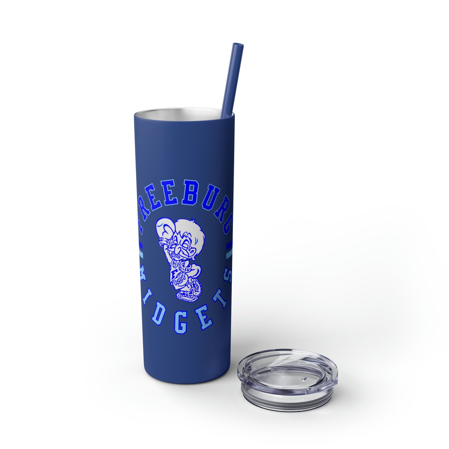 Freeburg Midgets Multi-Striped Circle Logo Skinny Tumbler with Pick your Color Straw, 20oz