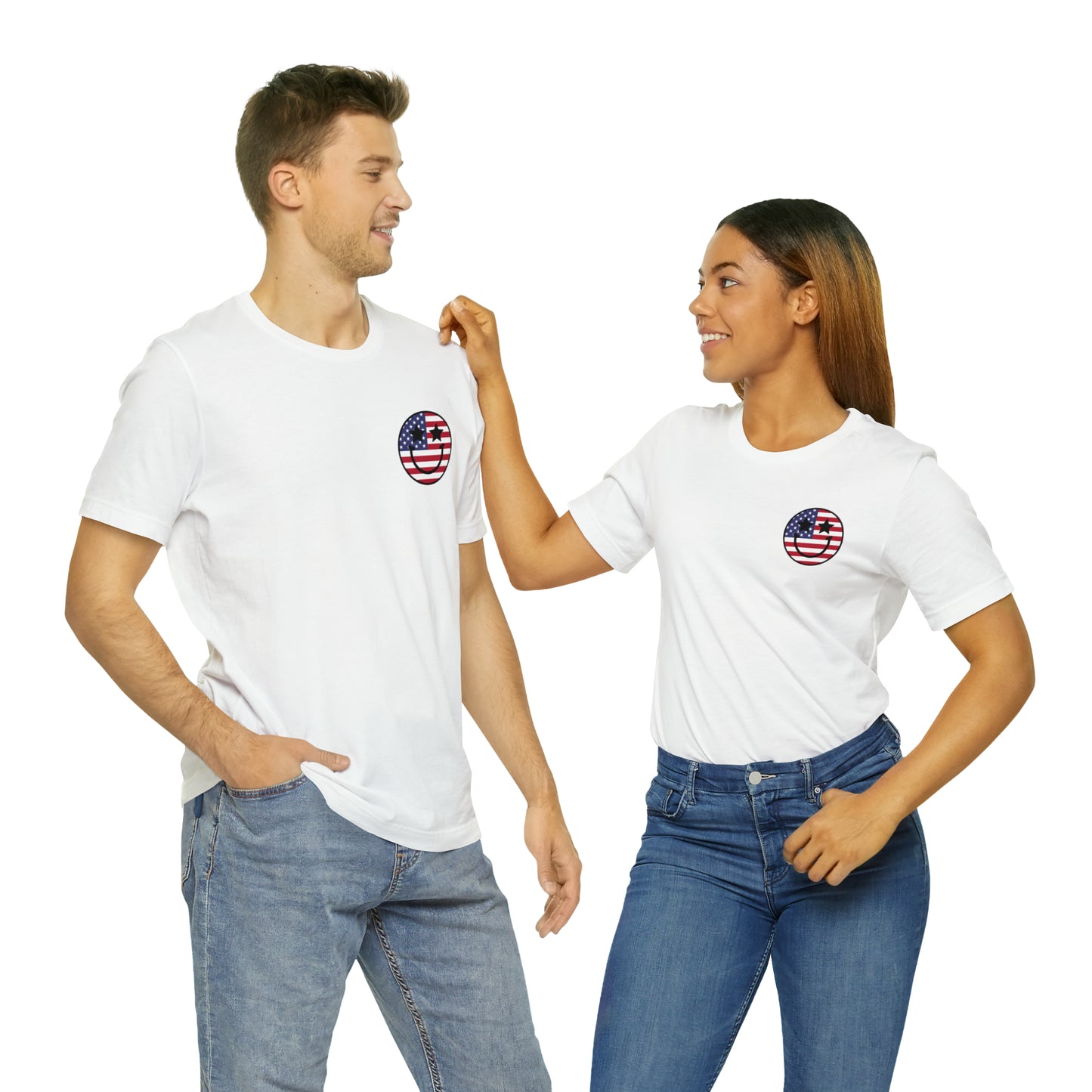 "Jesus Christ Stars and Stripes" (Front and Back Design) Unisex Jersey Short Sleeve Tee