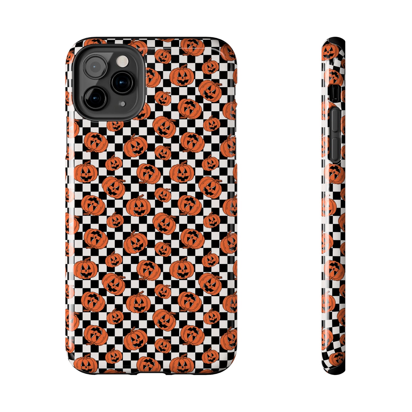 Pumpkin / Jack-O-Lantern Checkerboard Halloween/ Fall  Patterned Tough Phone Cases