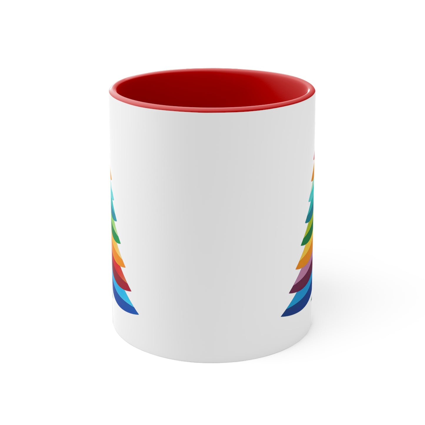 Layered Rainbow Christmas Tree Accent Coffee Mug, 11oz