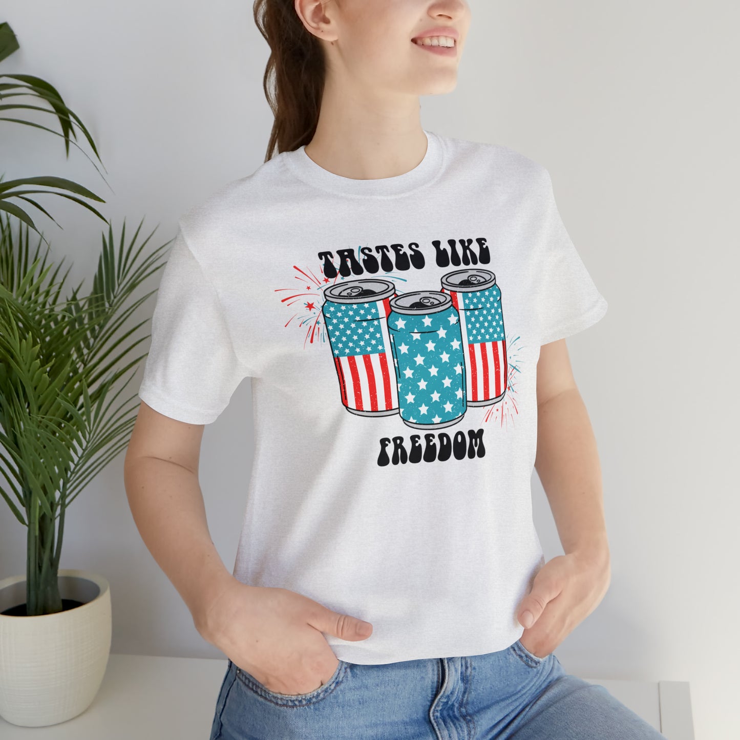 American USA Tastes Like Freedom Beverage Can Unisex Jersey Short Sleeve Tee