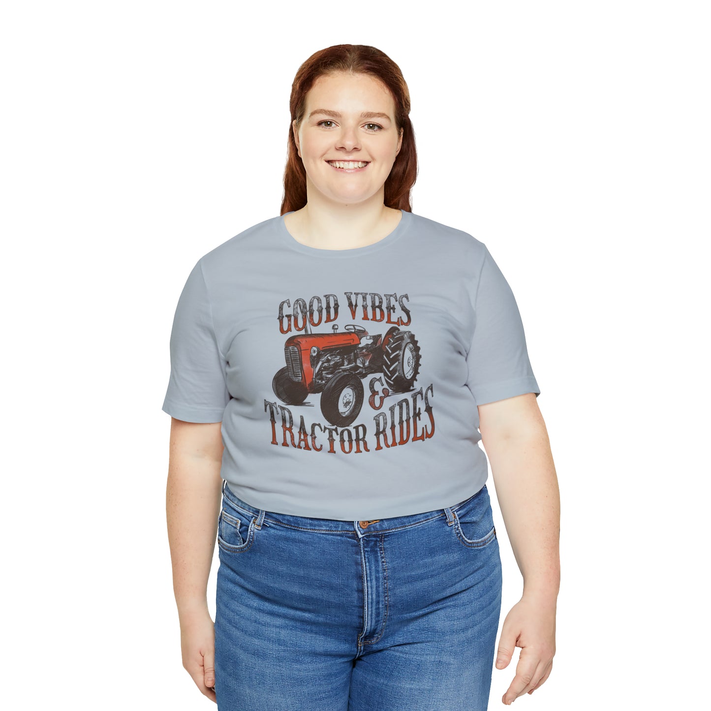 Vintage Good Vibes and Tractors Unisex Jersey Short Sleeve Tee