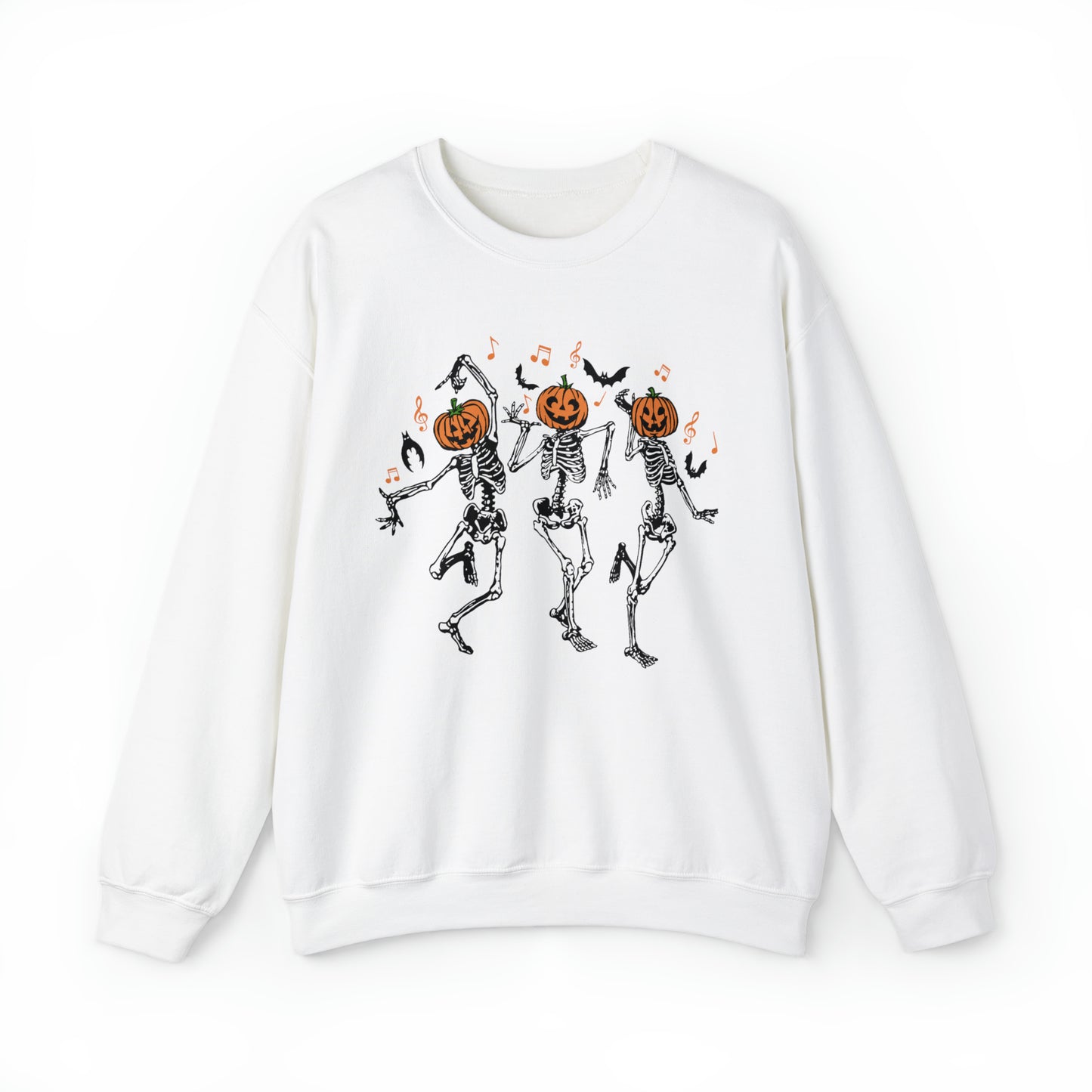 Dancing Skeletons Fall Halloween Retro Warm Colored  Unisex Heavy Blend™ Crewneck Sweatshirt