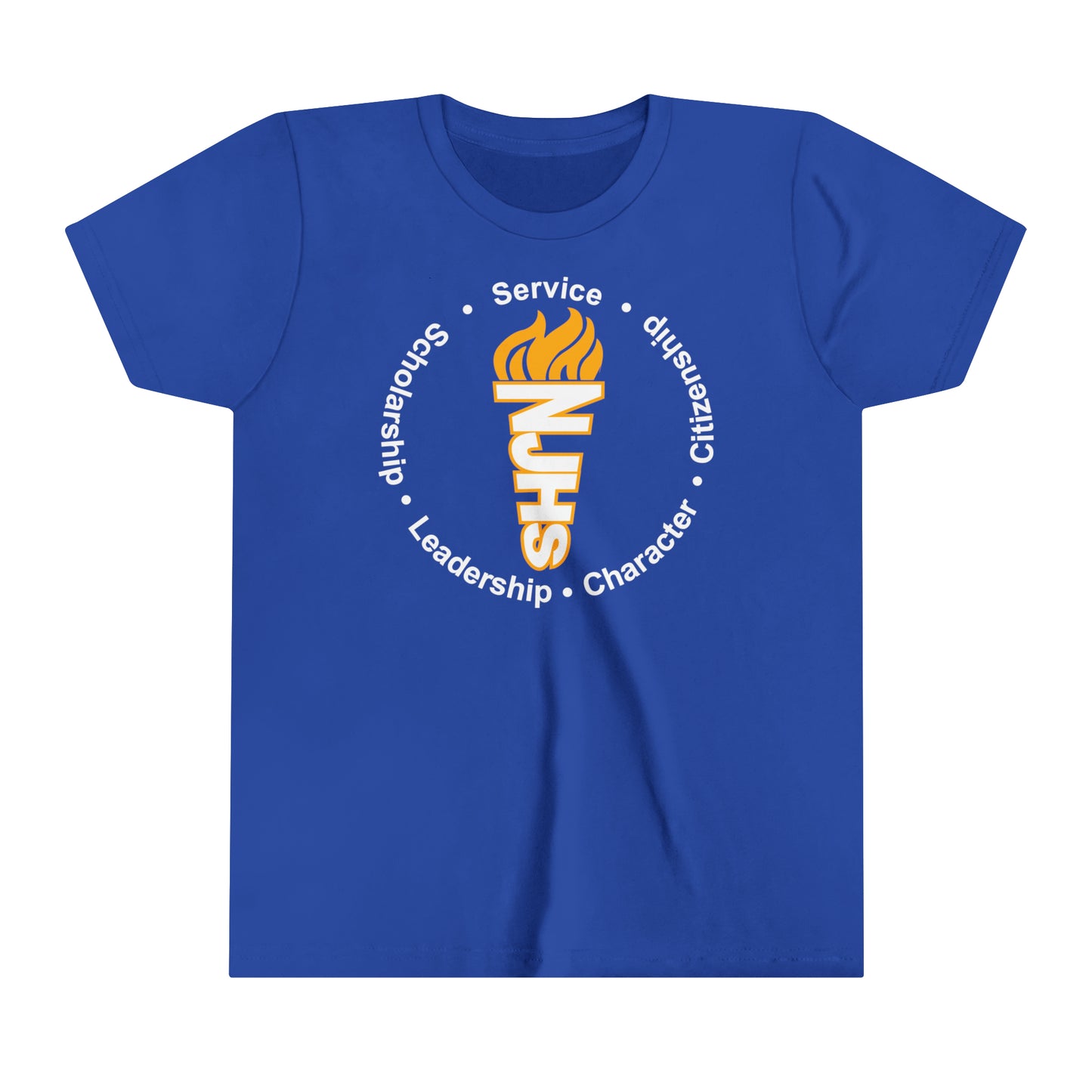 YOUTH - NJHS National Junior Honor Society Golden Circular Character Torch Youth Short Sleeve Tee