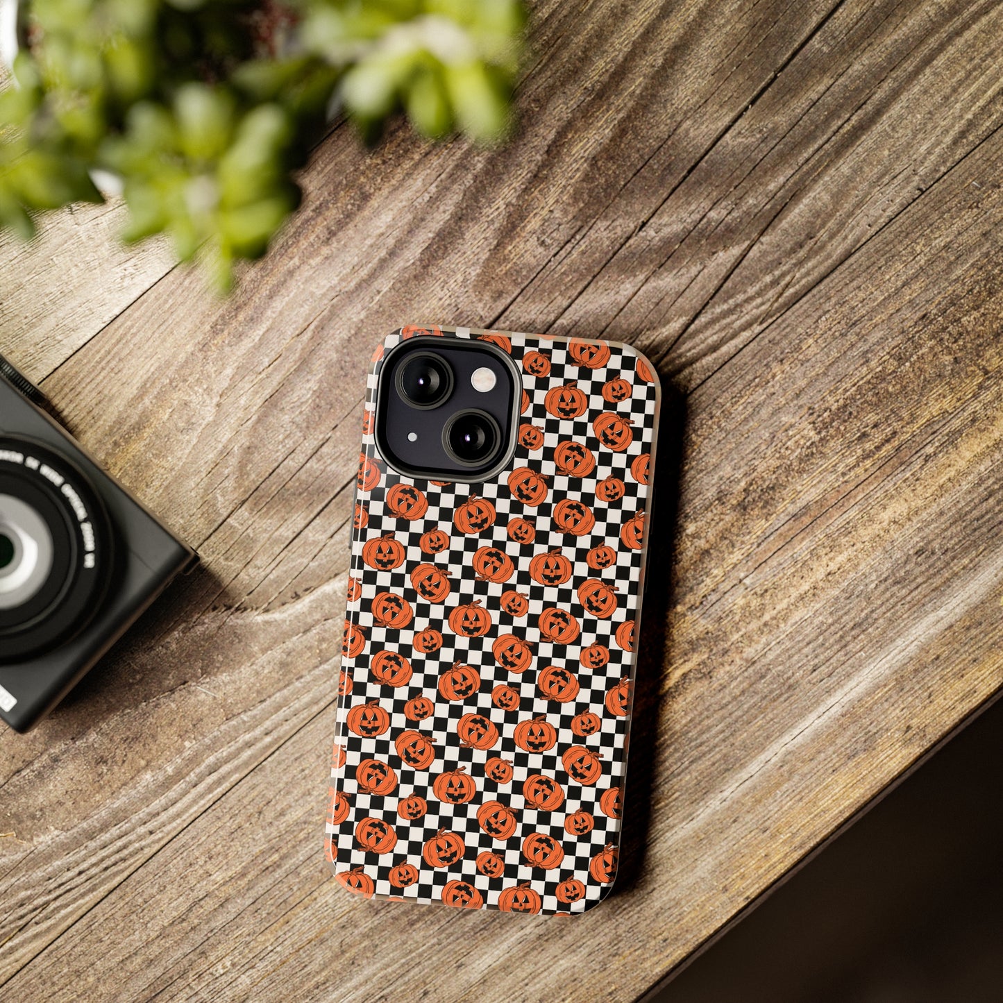 Pumpkin / Jack-O-Lantern Checkerboard Halloween/ Fall  Patterned Tough Phone Cases