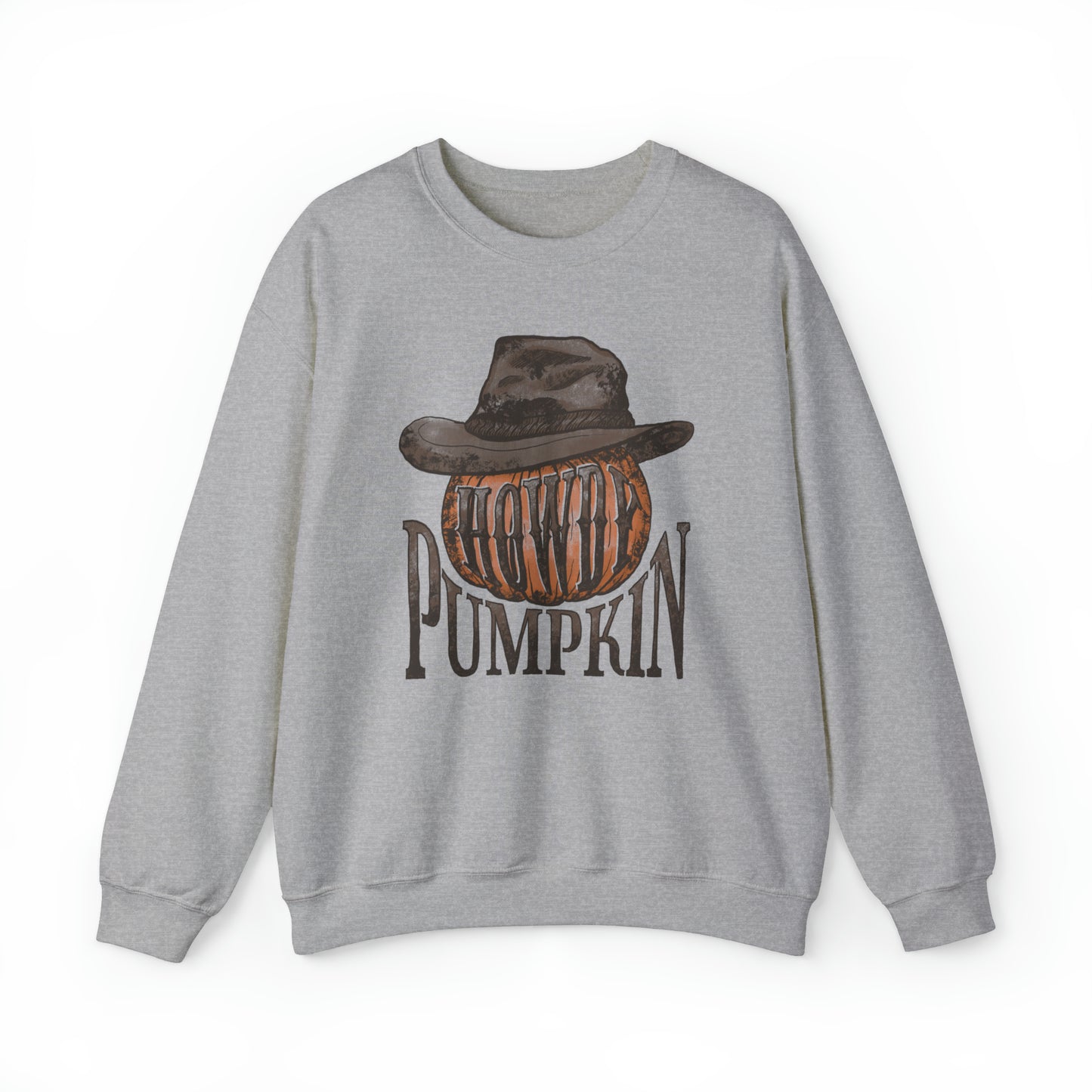 Howdy Pumpkin Fall Halloween Retro Warm Colored  Unisex Heavy Blend™ Crewneck Sweatshirt