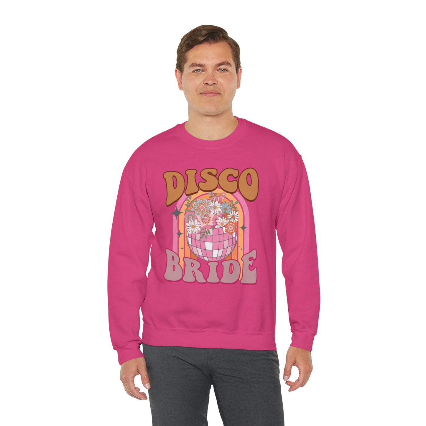 Retro Disco Bride Mirror Ball Bride Unisex Heavy Blend™ Crewneck Sweatshirt