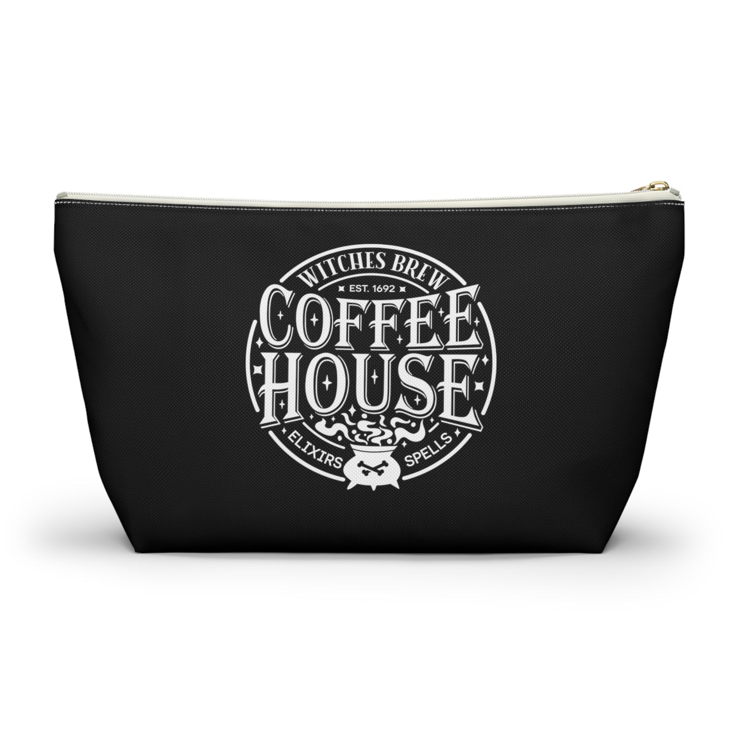 Halloween Witches Brew Coffee House Design Accessory Pouch w T-bottom - Black