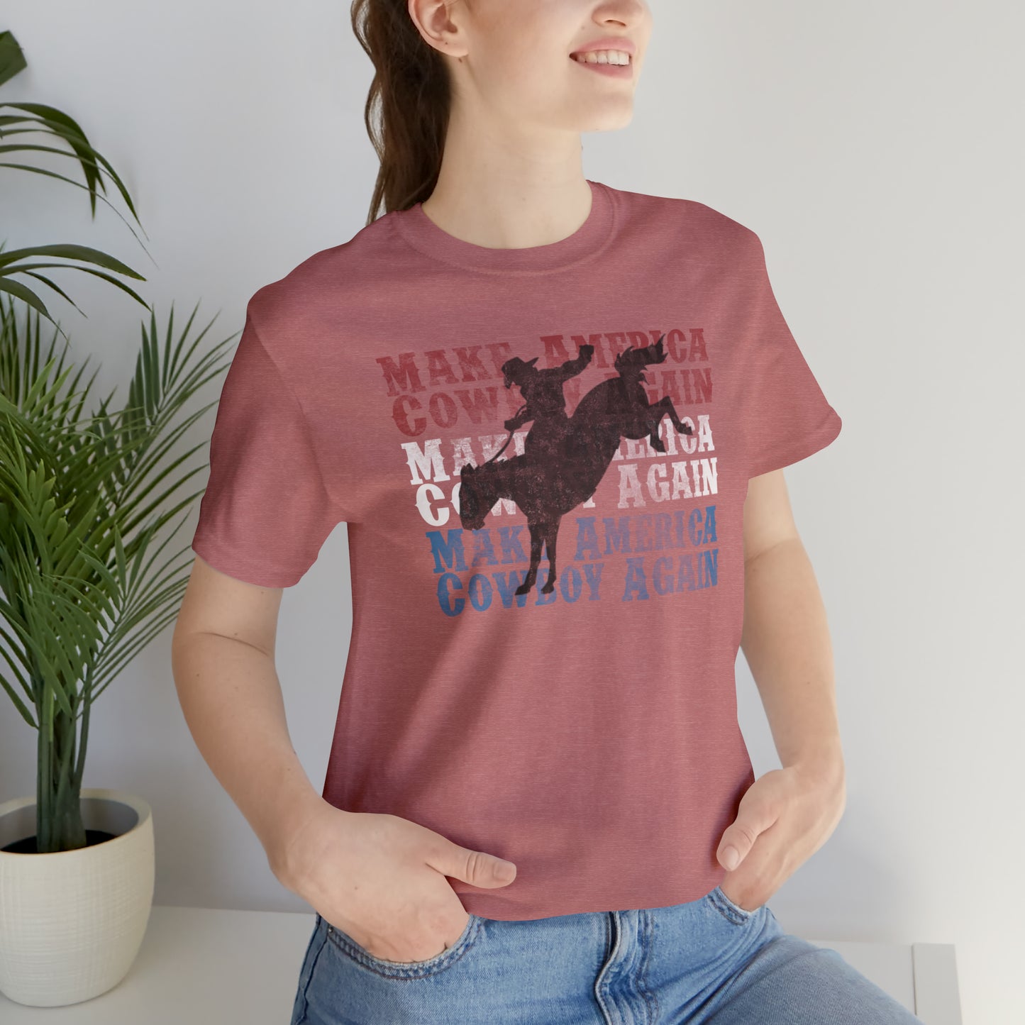 "Make America Cowboy Again" Unisex Jersey Short Sleeve Tee