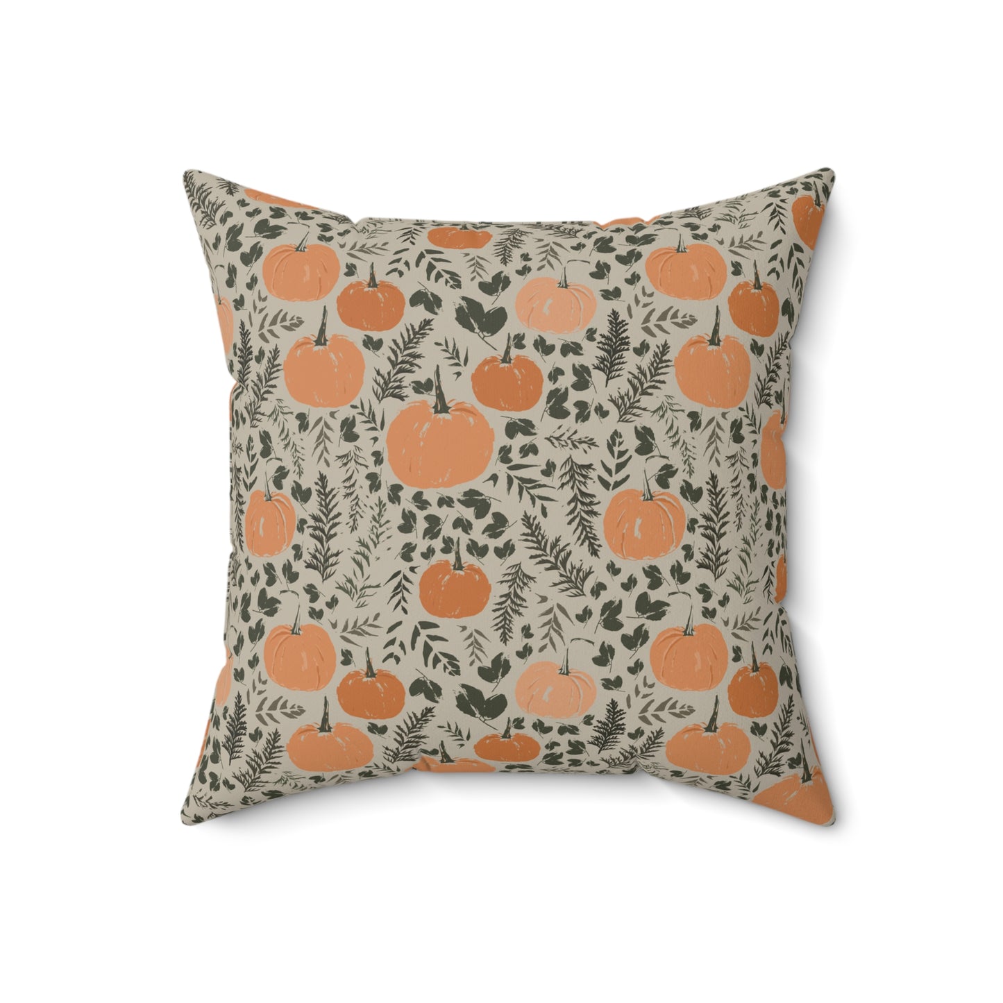 Pumpkin Patch Green Fall/ Halloween Spun Polyester Square Pillow