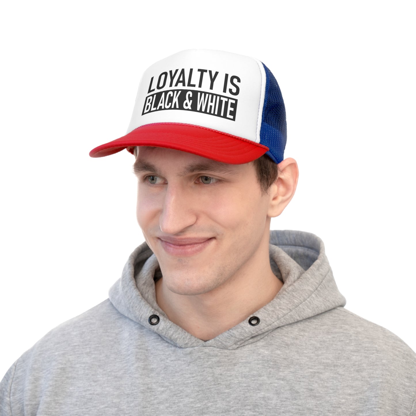 Loyalty is Black and White Tall Trucker Caps