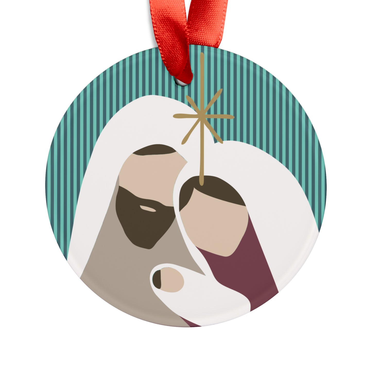 Holy Family Acrylic Ornament with Ribbon