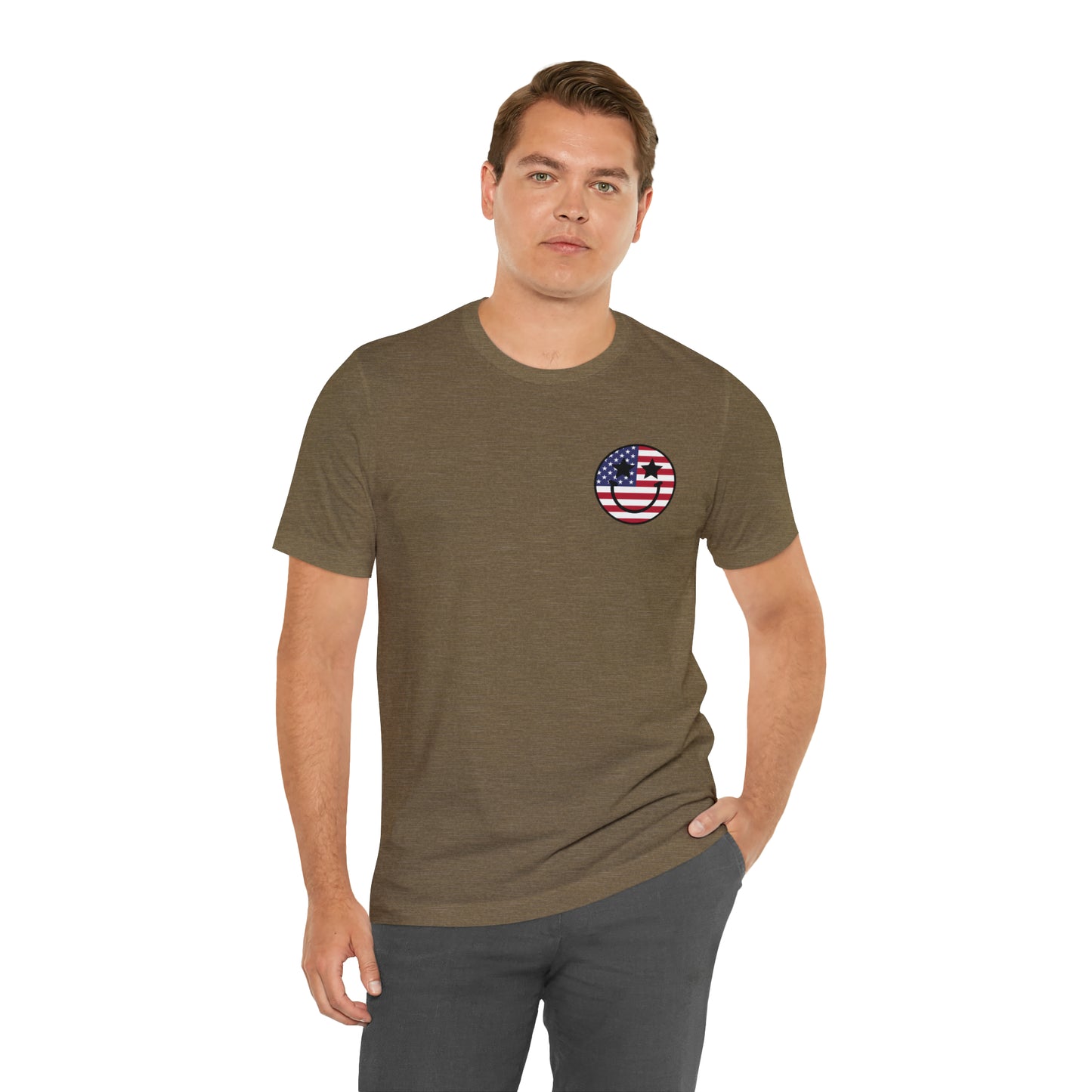 "Jesus Christ Stars and Stripes" (Front and Back Design) Unisex Jersey Short Sleeve Tee