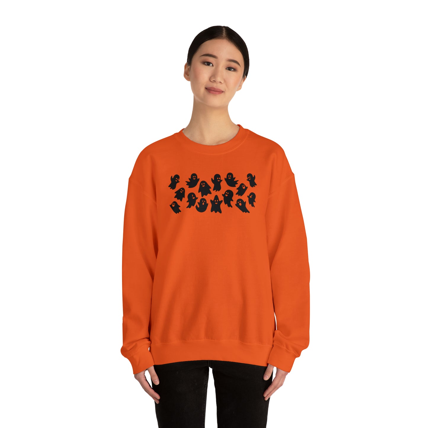 Ghost Family Fall Halloween Retro Warm Colored  Unisex Heavy Blend™ Crewneck Sweatshirt