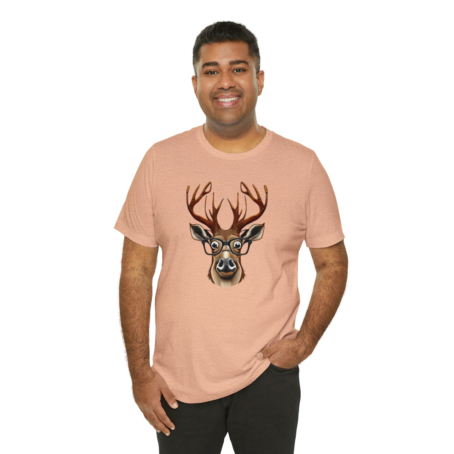 Deer/ Reindeer with Glasses Country and Christmas Unisex Jersey Short Sleeve Tee