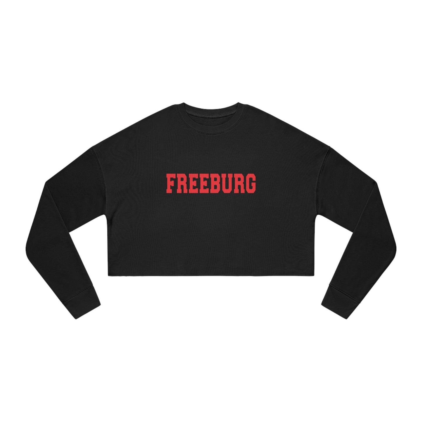 Freeburg Hornets Red University Print Women's Cropped Sweatshirt - Black