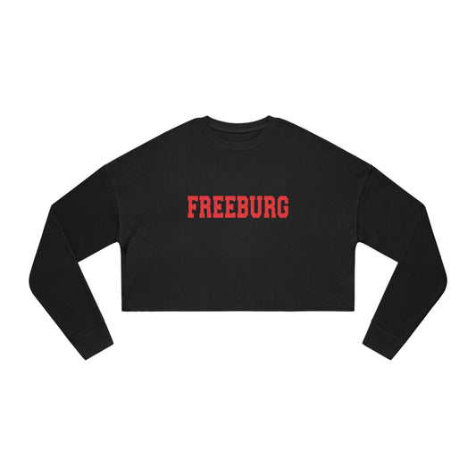 Freeburg Hornets Red University Print Women's Cropped Sweatshirt - Black