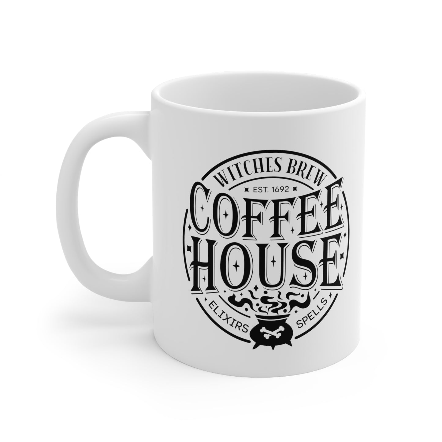 Witch's Brew Coffee House Halloween/Fall Ceramic Mug 11oz - White