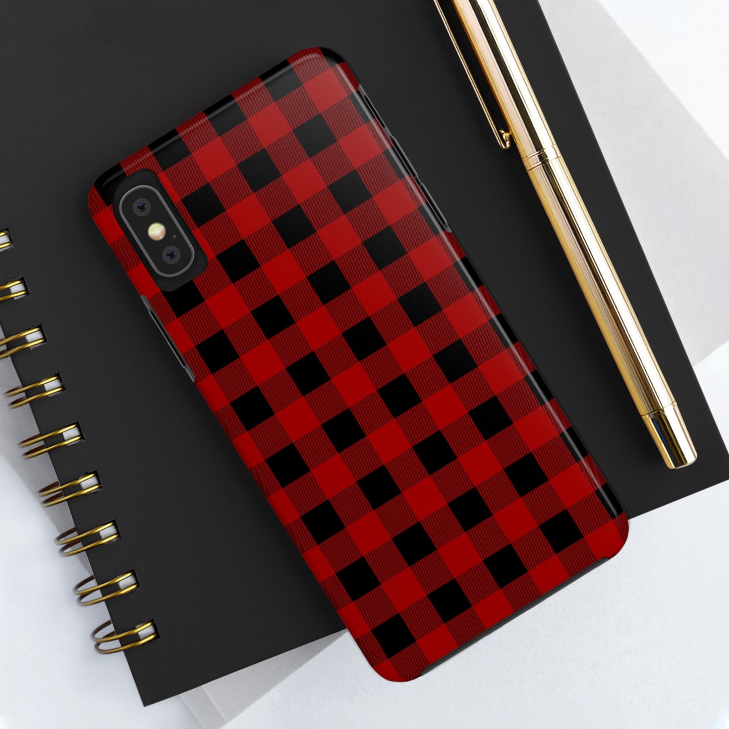 Red and Black Plaid Tough Phone Cases