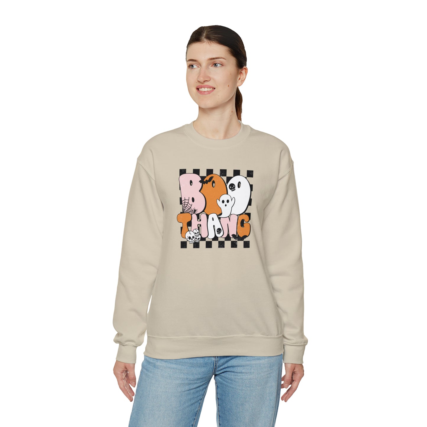 Boo Thang Fall Halloween Retro Warm Colored  Unisex Heavy Blend™ Crewneck Sweatshirt