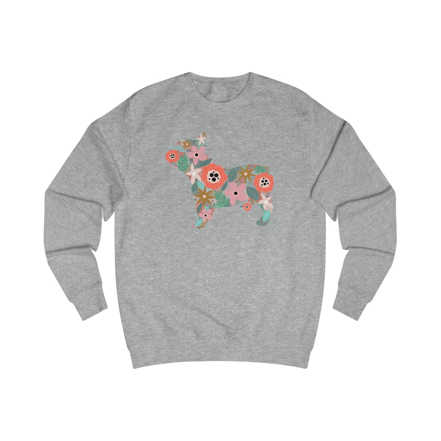 Floral Frenchie Dog Unisex Heavy Blend™ Crewneck Sweatshirt