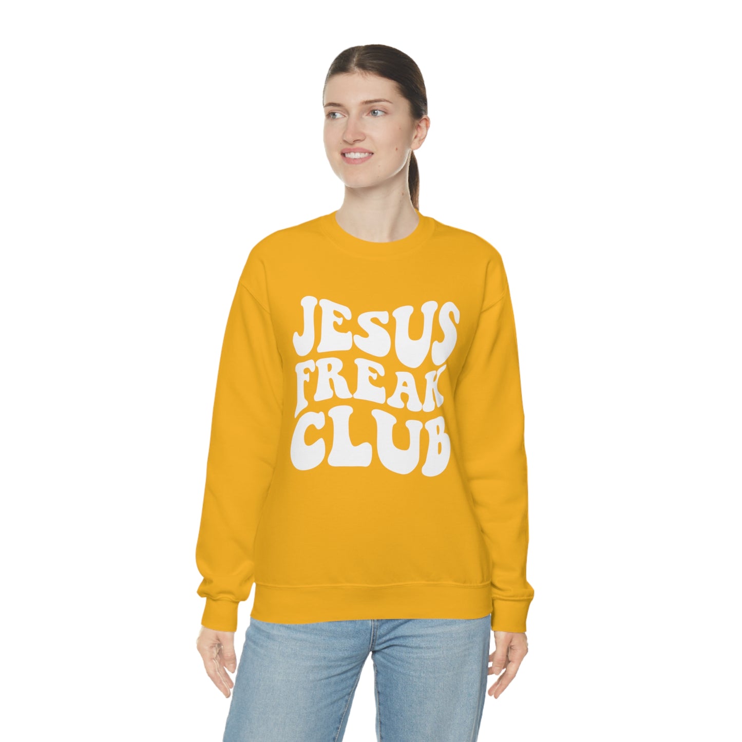 Vintage Jesus Freak Club White Logo Unisex Heavy Blend™ Crewneck Sweatshirt