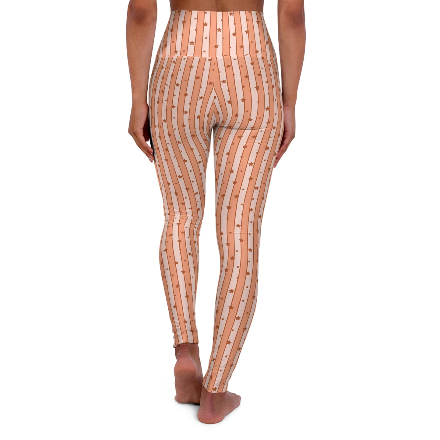 Boho Striped and Stars High Waisted White Yoga Leggings