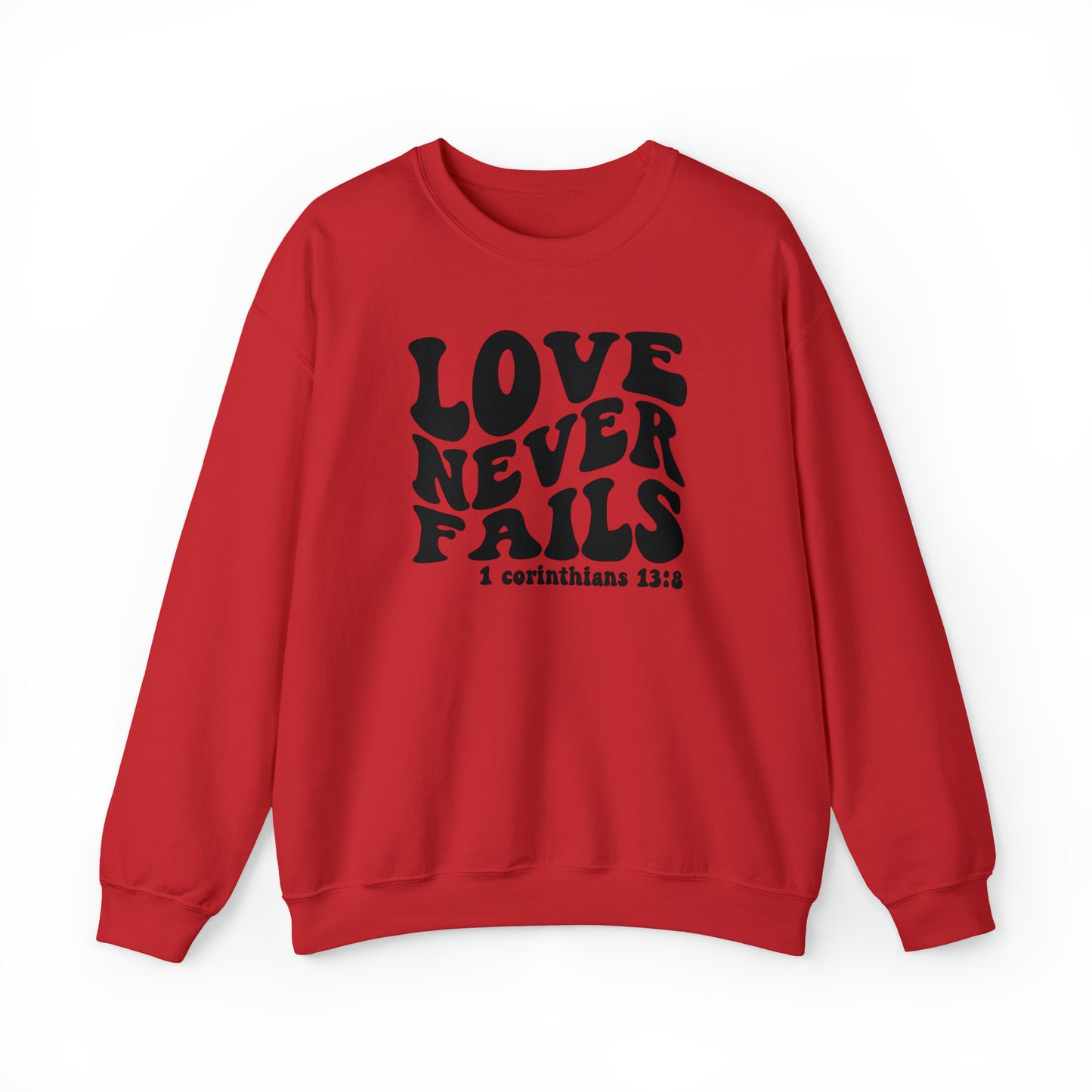 Love Never Fails Black Logo Unisex Heavy Blend™ Crewneck Sweatshirt