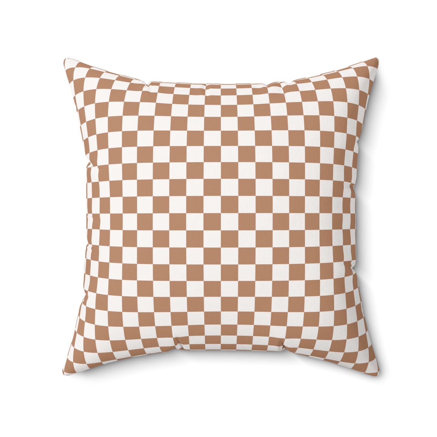 Santa's Hot Chocolate Brown Checkerboard Christmas/ Holiday Polyester Square Pillow