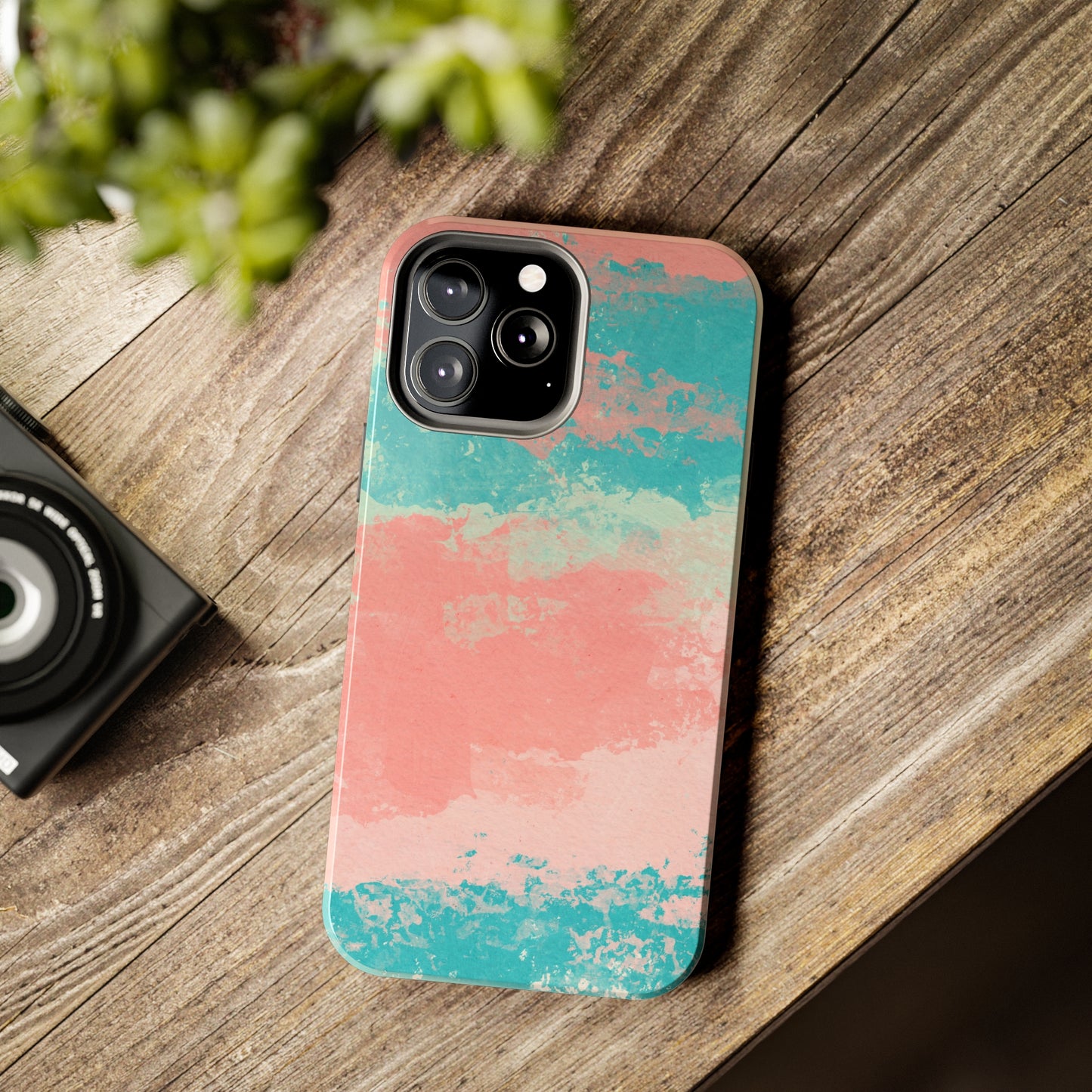 Pink and Turquoise Water Color Tough Phone Cases